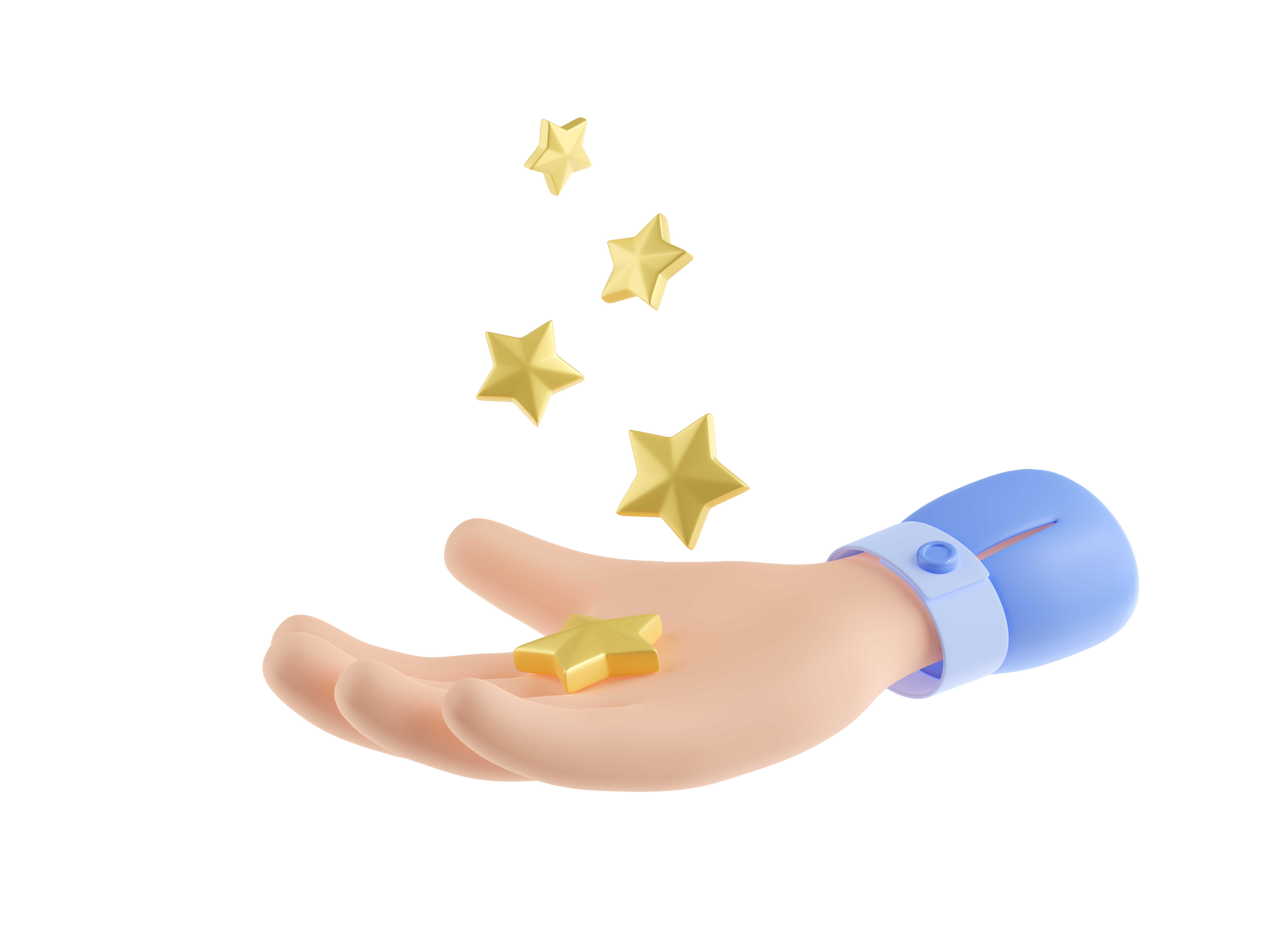 3d render hand holding gold stars business concept 3d render hand holding gold stars business concept